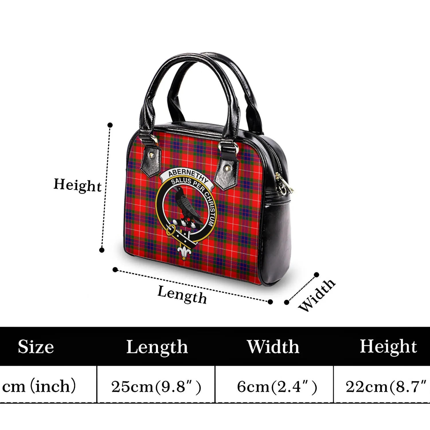 Abernethy Tartan Shoulder Handbags with Family Crest