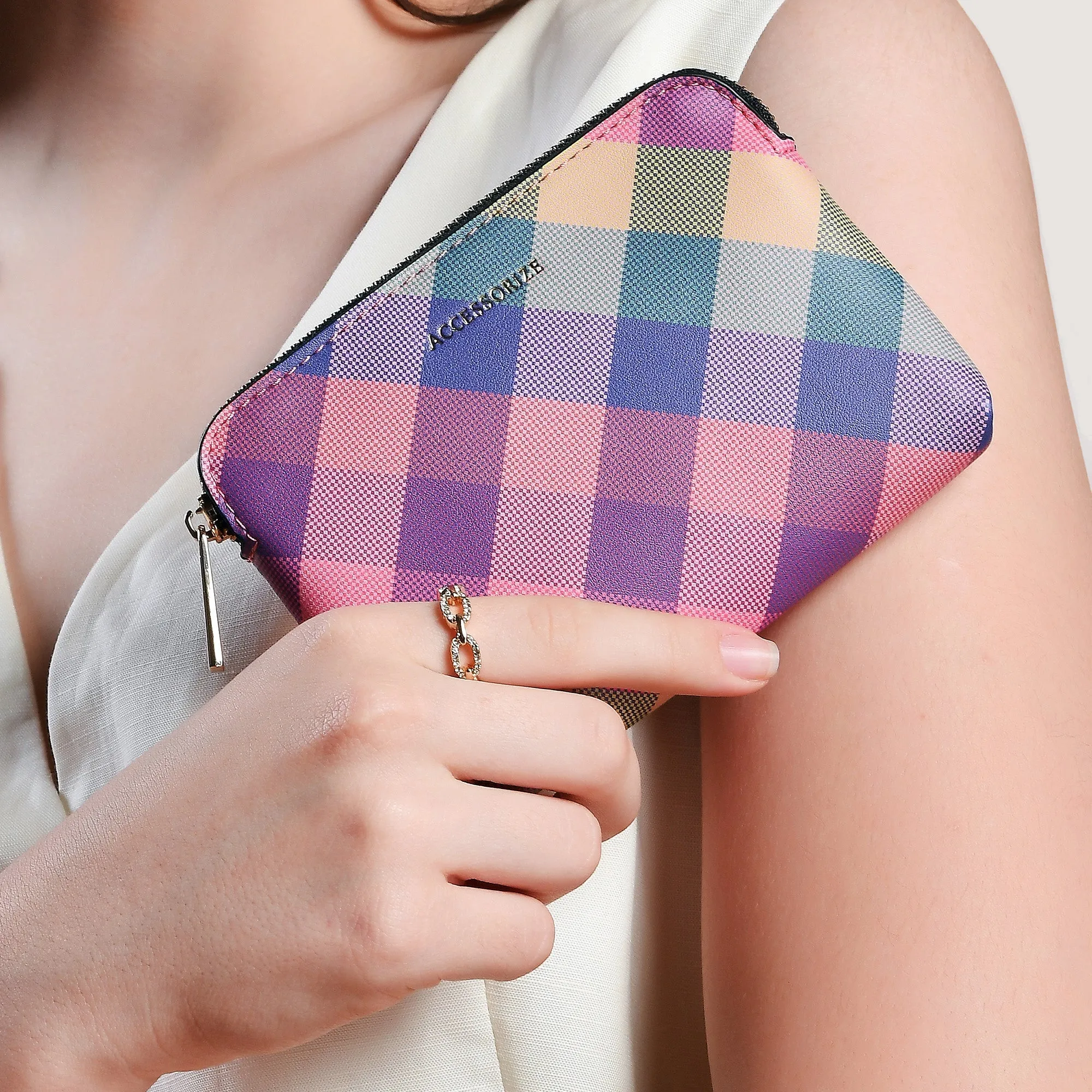 Accessorize London Women's Multi
-Check Print Coin Purse