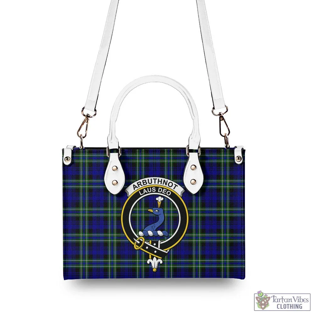 Arbuthnot Modern Tartan Luxury Leather Handbags with Family Crest