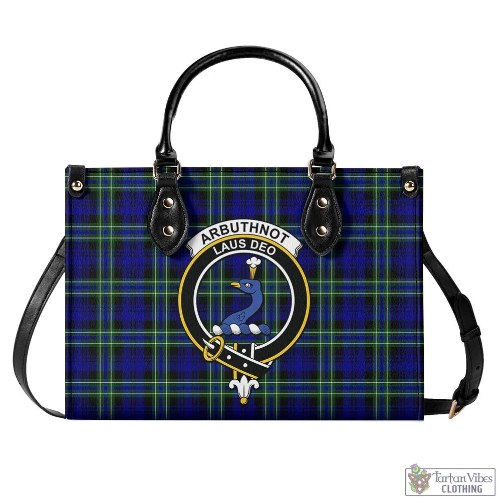 Arbuthnot Modern Tartan Luxury Leather Handbags with Family Crest