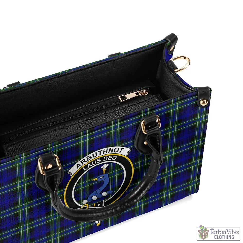 Arbuthnot Modern Tartan Luxury Leather Handbags with Family Crest