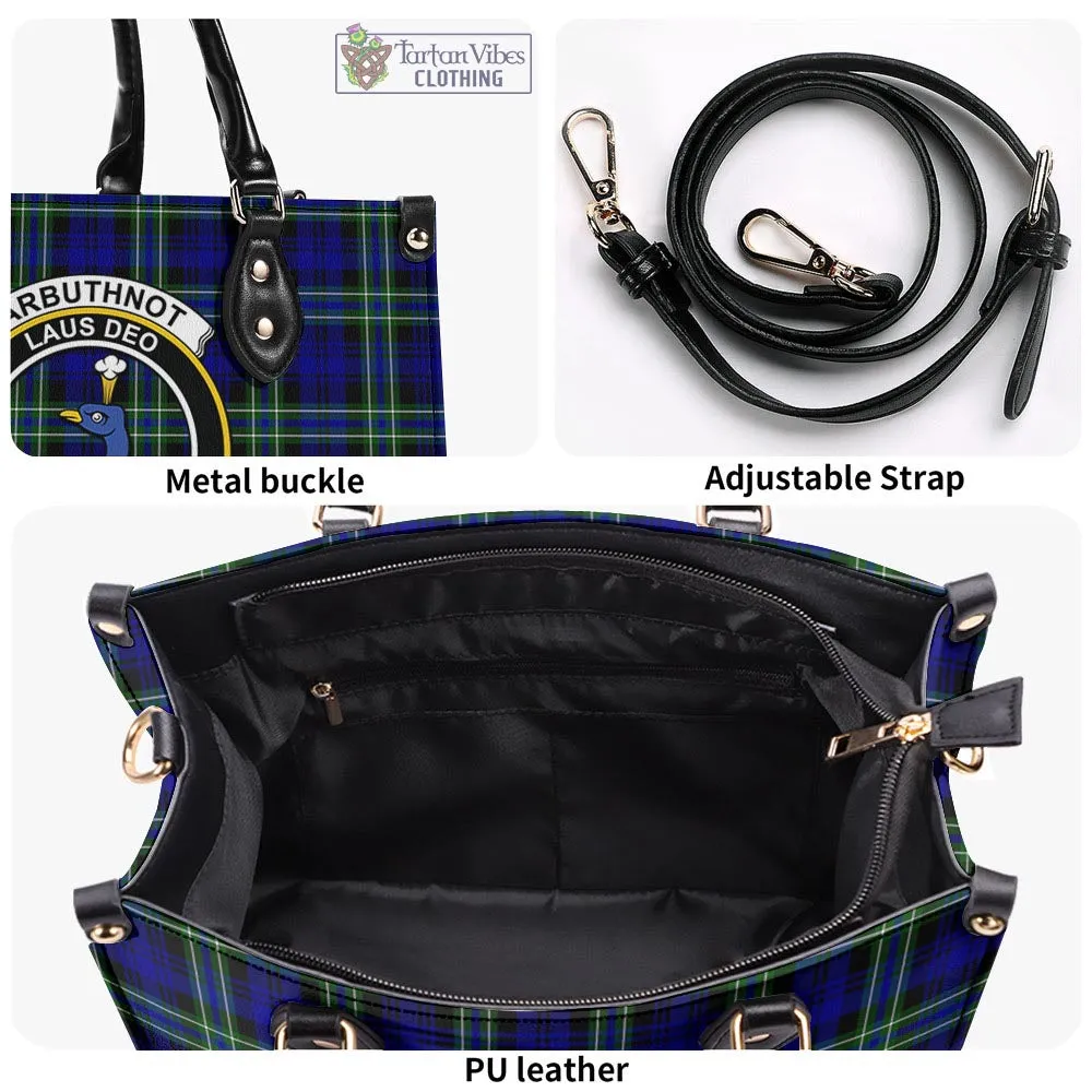 Arbuthnot Modern Tartan Luxury Leather Handbags with Family Crest