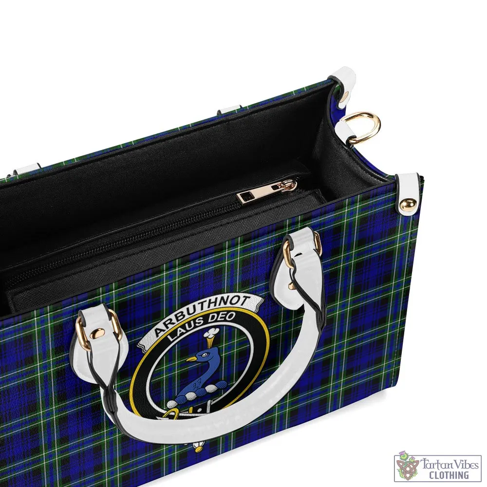 Arbuthnot Modern Tartan Luxury Leather Handbags with Family Crest