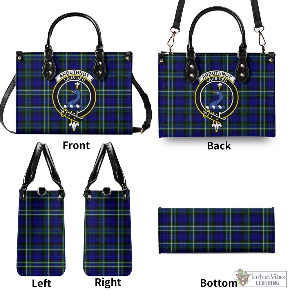 Arbuthnot Modern Tartan Luxury Leather Handbags with Family Crest