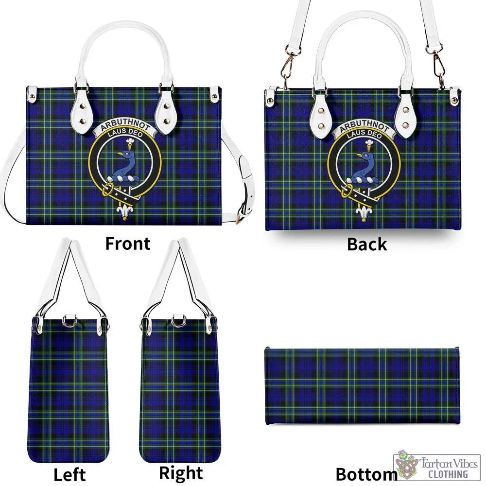 Arbuthnot Modern Tartan Luxury Leather Handbags with Family Crest