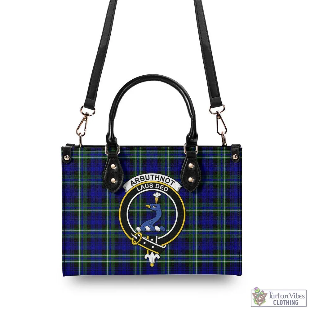 Arbuthnot Modern Tartan Luxury Leather Handbags with Family Crest