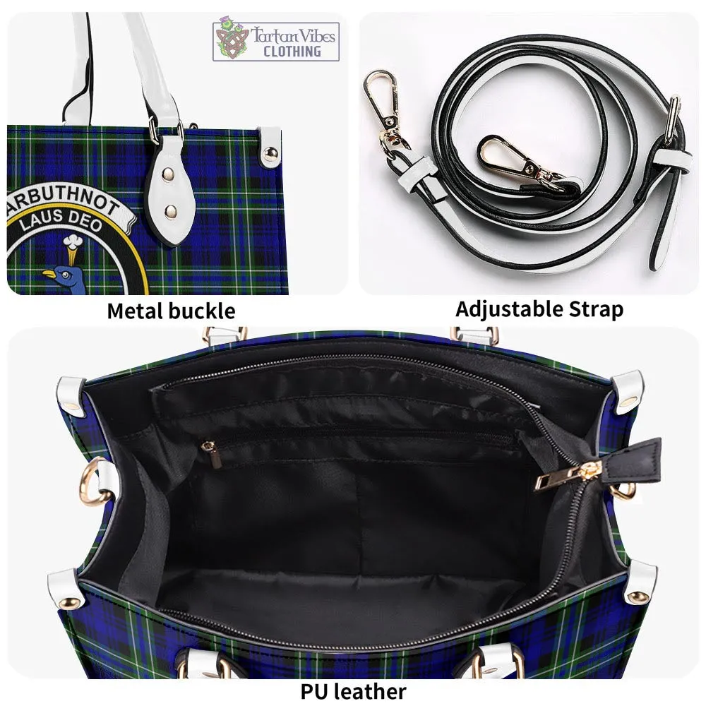 Arbuthnot Modern Tartan Luxury Leather Handbags with Family Crest