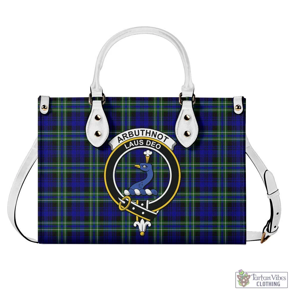 Arbuthnot Modern Tartan Luxury Leather Handbags with Family Crest