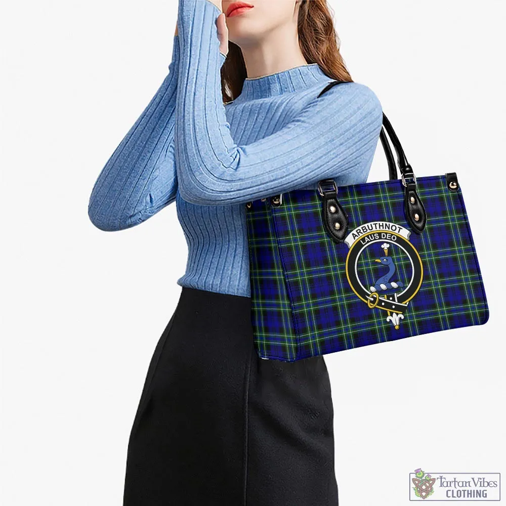 Arbuthnot Modern Tartan Luxury Leather Handbags with Family Crest