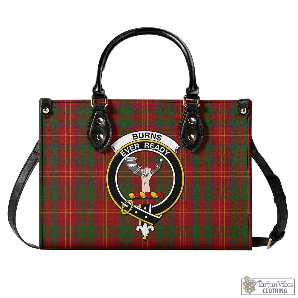 Burns Tartan Luxury Leather Handbags with Family Crest