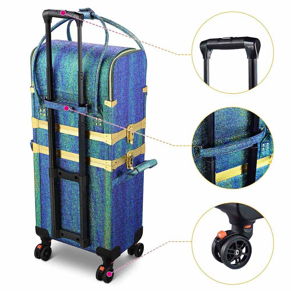 Byootique MassLux Malachite Green 3in1 Rolling Makeup Case