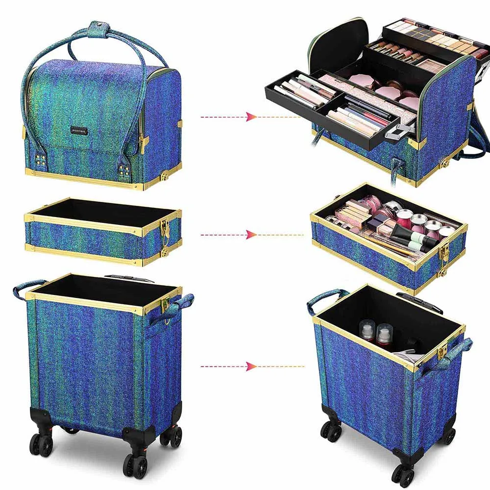 Byootique MassLux Malachite Green 3in1 Rolling Makeup Case
