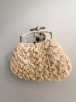 Cream Straw Clutch Purse