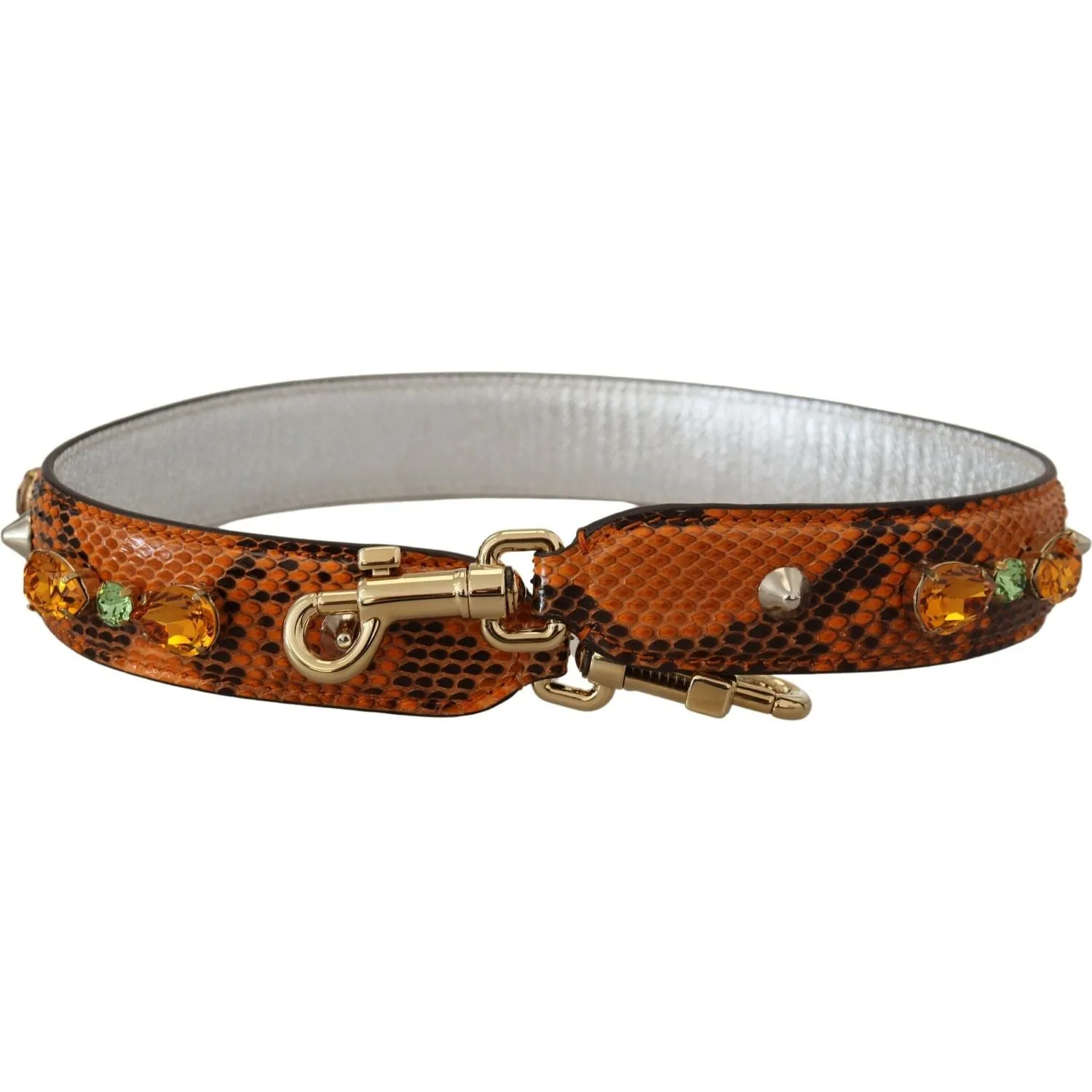 Dolce & Gabbana Chic Orange Leather Bag Strap with Gold-Tone Clasps