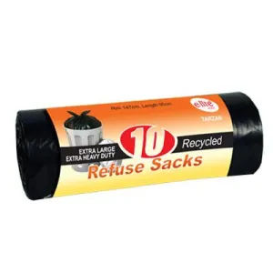 E-lite Style Extra Large Heavy Duty Black Refuse Sacks Bags 10 Roll Pack