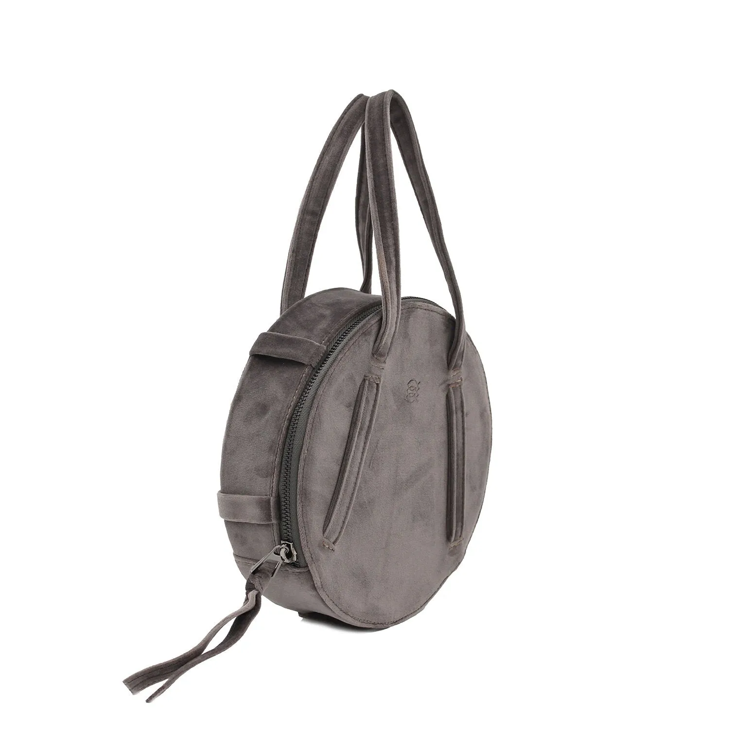 Grey | Velvet Circle Crossbody Bag