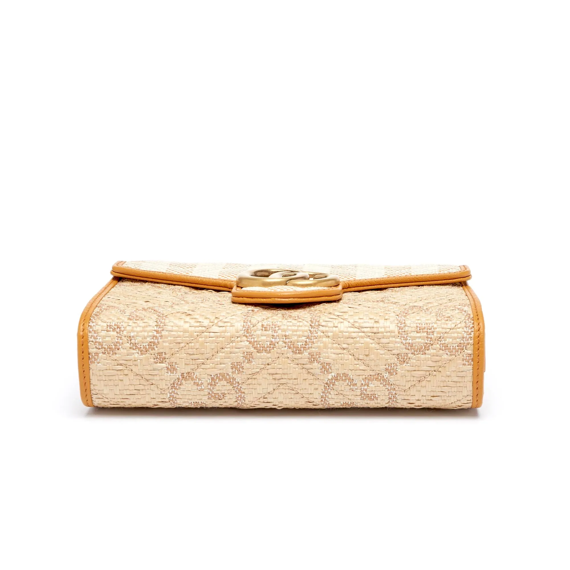 Gucci Raffia GG Monogram Matelassé Chain Wallet