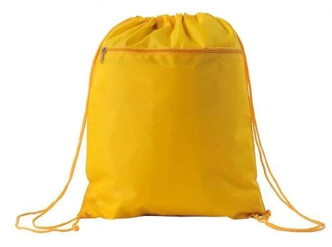 Large Drawstrings Backpack Rucksack Tote Sacks Pack Bag Zippered 14x18inch