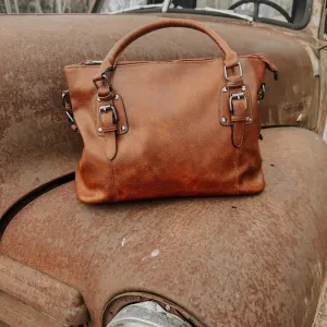 Leather Buckle Purse Tote