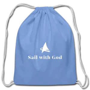 "Sail with God" Cotton Drawstring Bag (Carolina Blue)