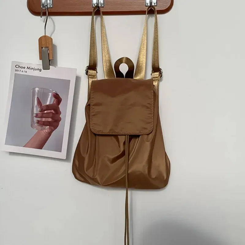 UAKISS  -  High-capacity Nylon Backpacks for Women Simple Solid Casual School Bag Chic Drawstring Rucksack Portability Bolsa Сумка