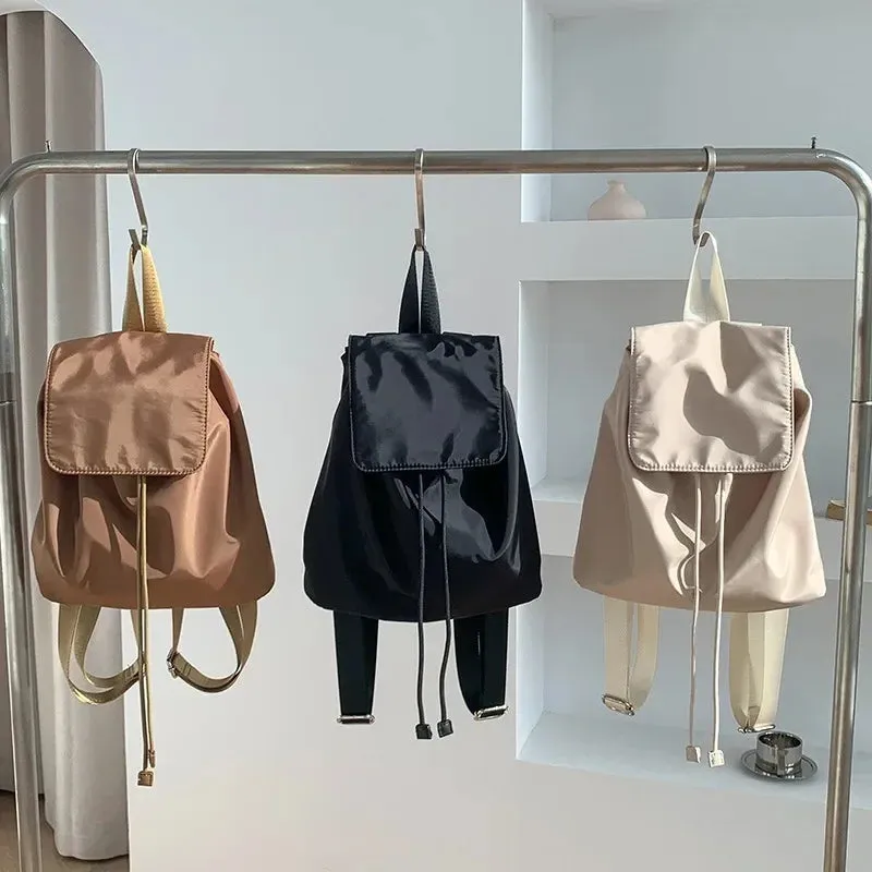 UAKISS  -  High-capacity Nylon Backpacks for Women Simple Solid Casual School Bag Chic Drawstring Rucksack Portability Bolsa Сумка
