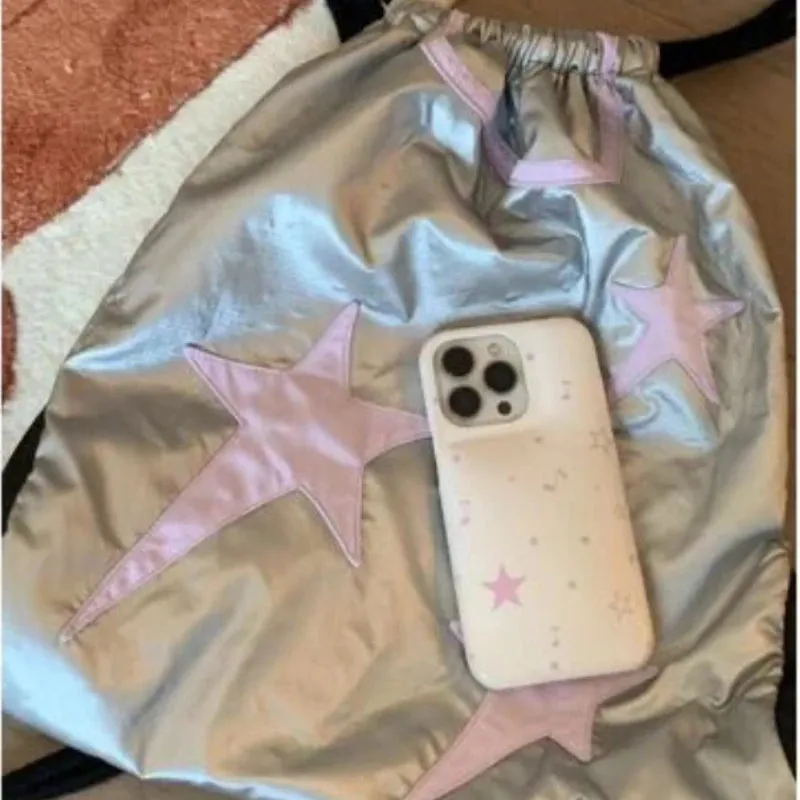 UAKISS  -  Popular Japanese Preppy Sweet Star Schoolbags Men Women Harajuku Y2k Aesthetic All Match Backpacks Drawstring Casual Kawaii Bags