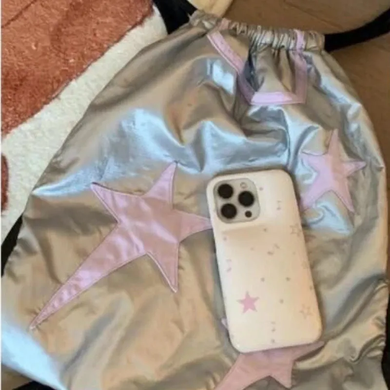 UAKISS  -  Popular Japanese Preppy Sweet Star Schoolbags Men Women Harajuku Y2k Aesthetic All Match Backpacks Drawstring Casual Kawaii Bags