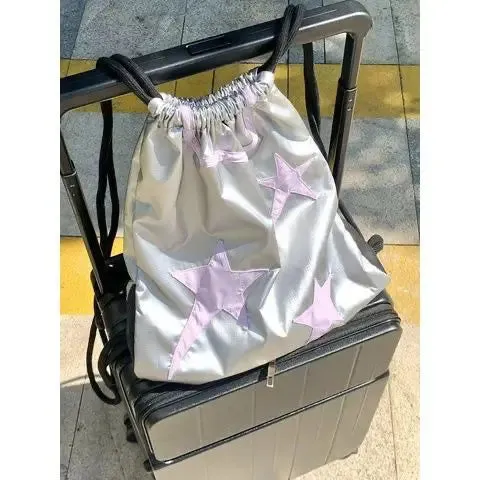 UAKISS  -  Popular Japanese Preppy Sweet Star Schoolbags Men Women Harajuku Y2k Aesthetic All Match Backpacks Drawstring Casual Kawaii Bags